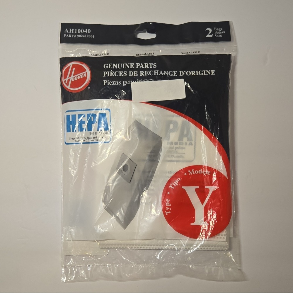Hoover AH10040 WindTunnel Type Y HEPA Pleated Vacuum Filter Bags 2 Pack